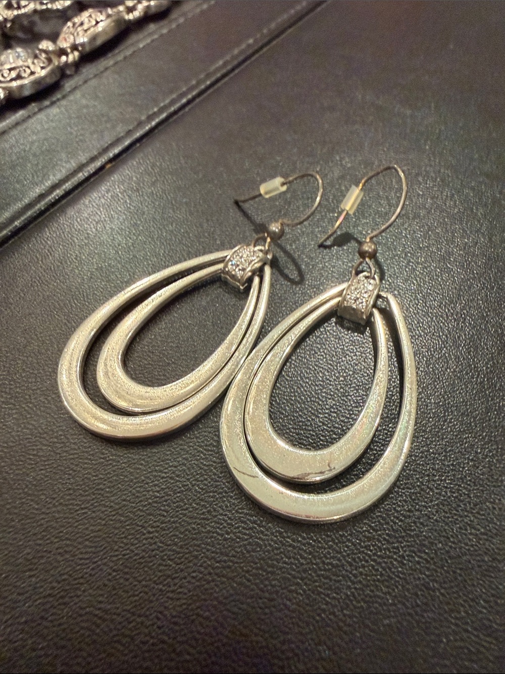 Brighton Elegant Silver-Tone Triple Teardrop Dangle Earrings